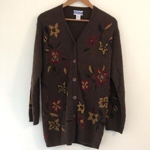 Pendleton Womens Brown Novelty Cabincore Fall Festival Cozy Oversized Cardigan S